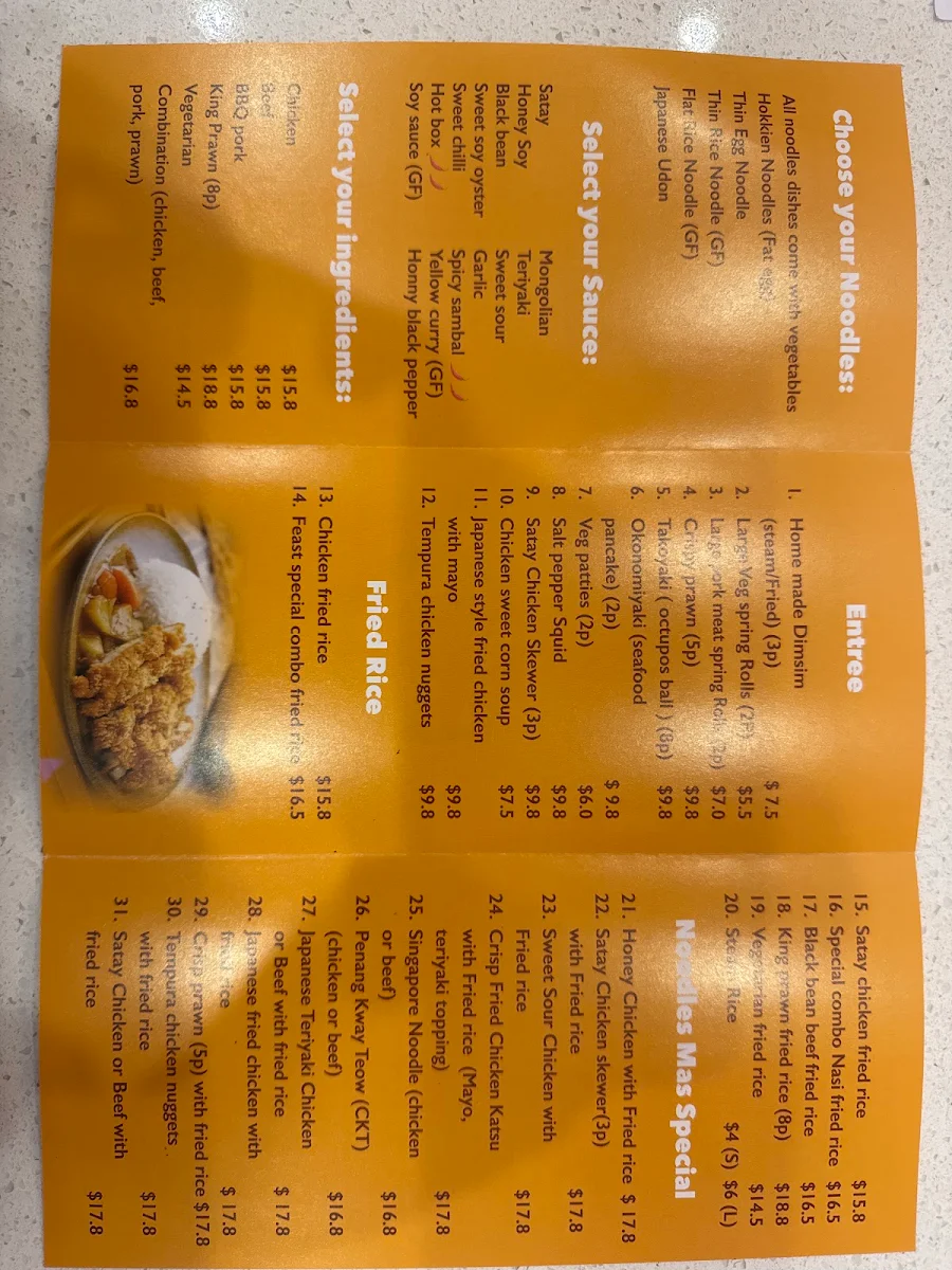 Menu, Noodle mas
