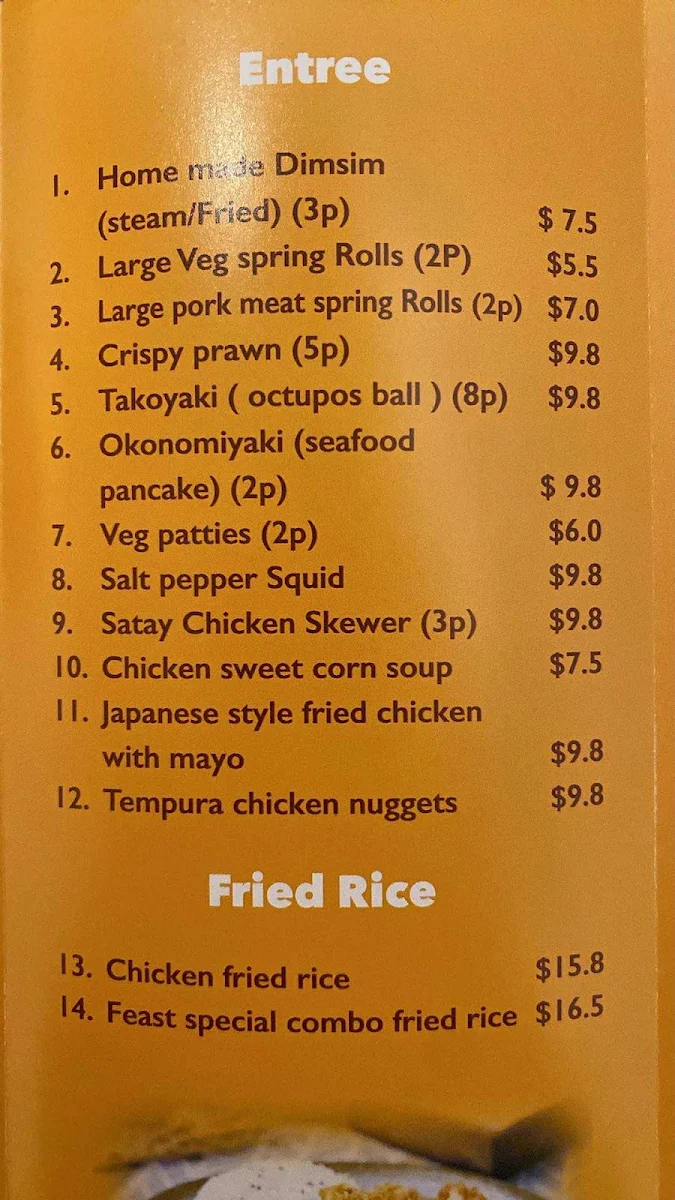 Menu, Noodle mas