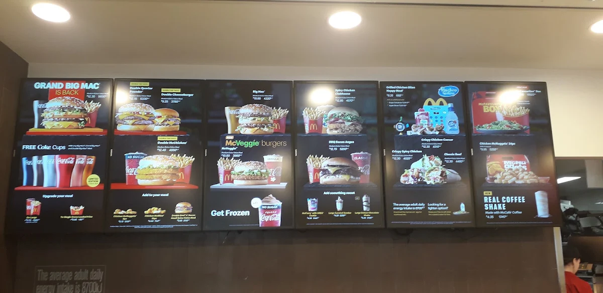 Menu, McDonald's Williamtown