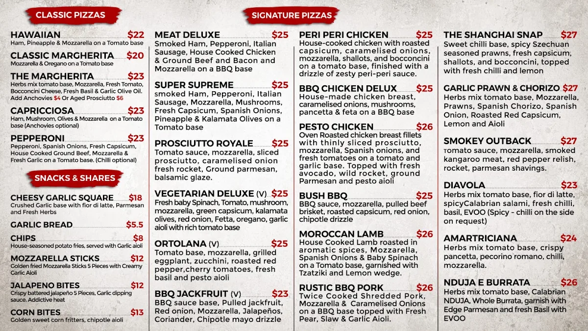 Menu, PIZZARRO Sylvania Waters