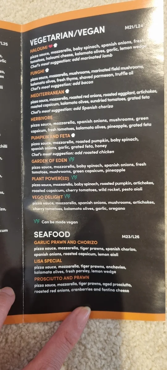 Menu, PIZZARRO Sylvania Waters