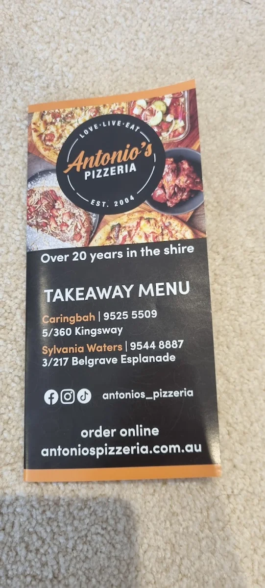 Menu, PIZZARRO Sylvania Waters