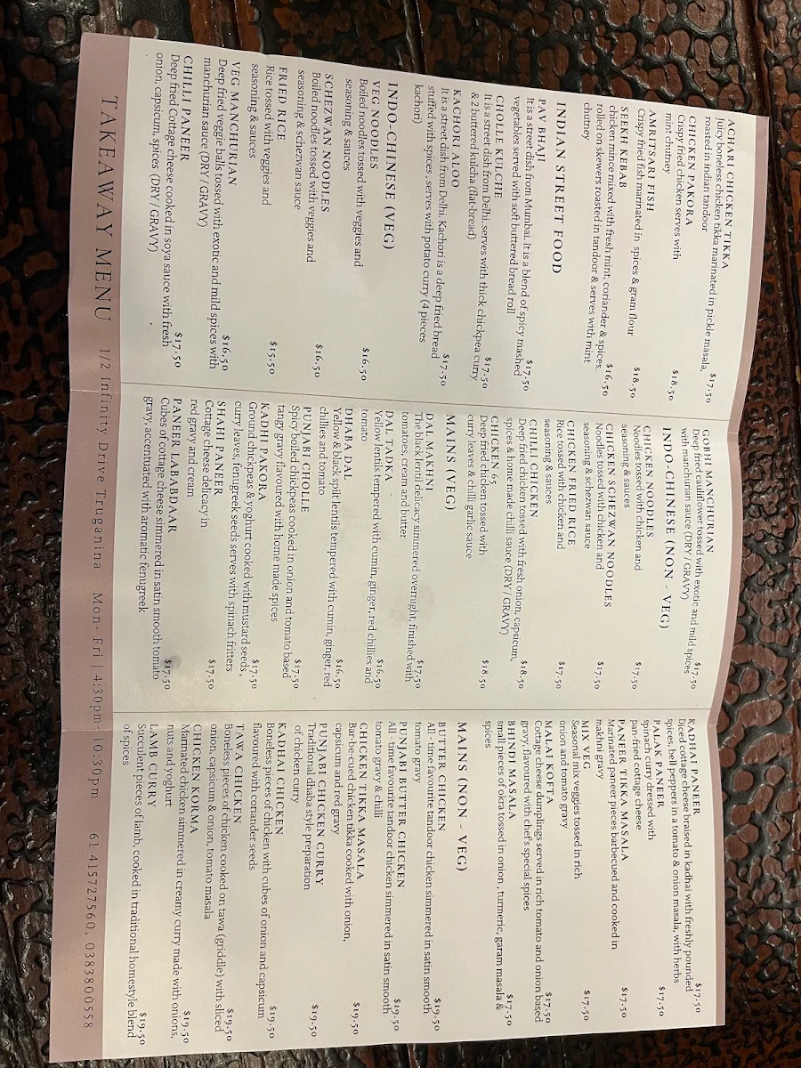 Menu, Mamma Roti