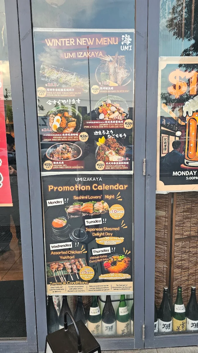 Menu, UMI Izakaya