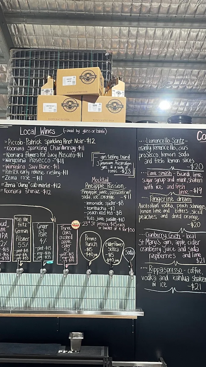 Menu, The Little Rippa Brewing Company