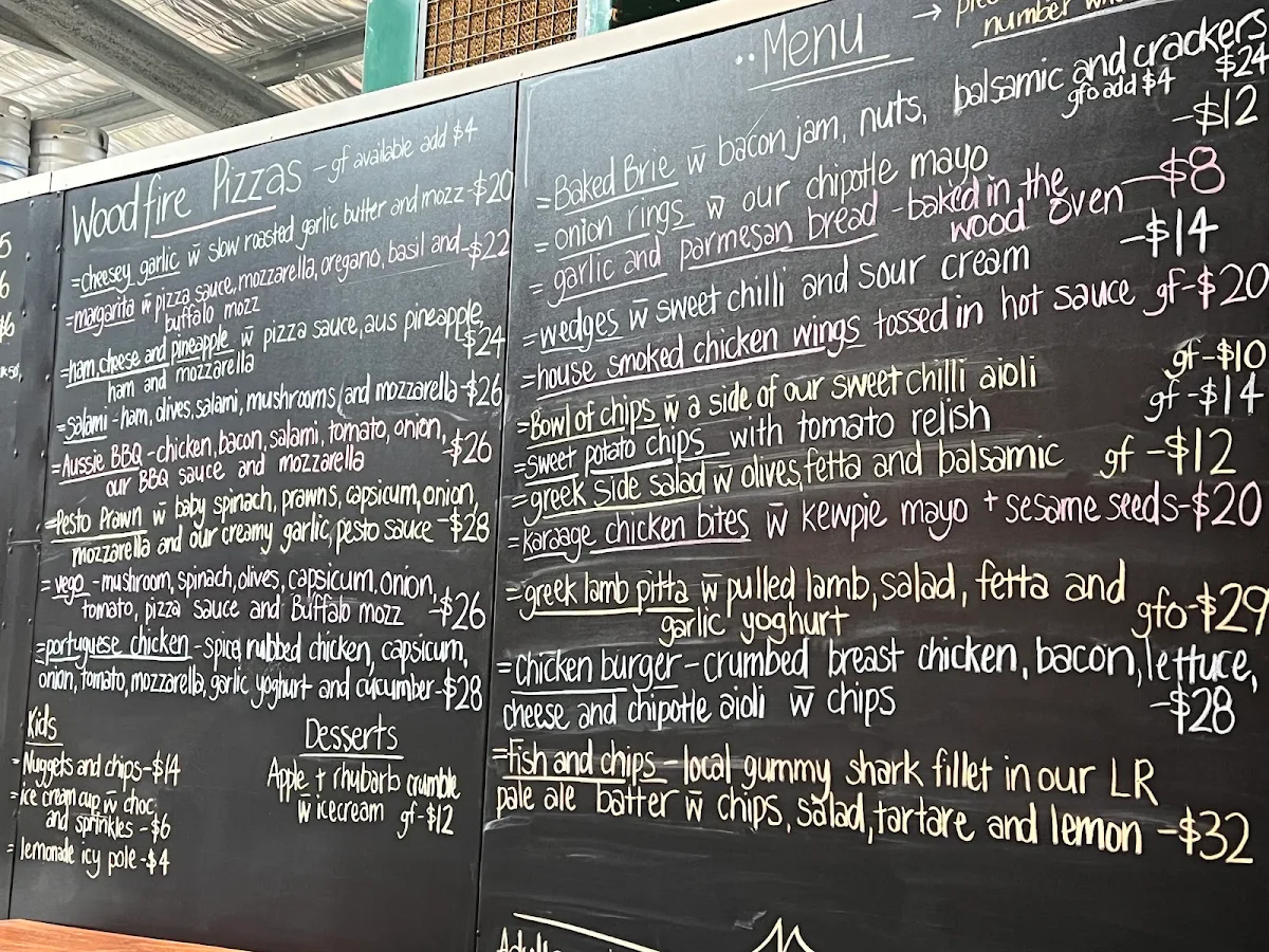 Menu, The Little Rippa Brewing Company