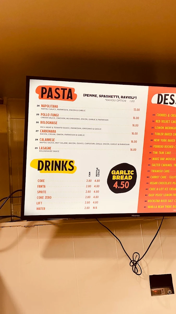 Menu, Goofy's Pizza House