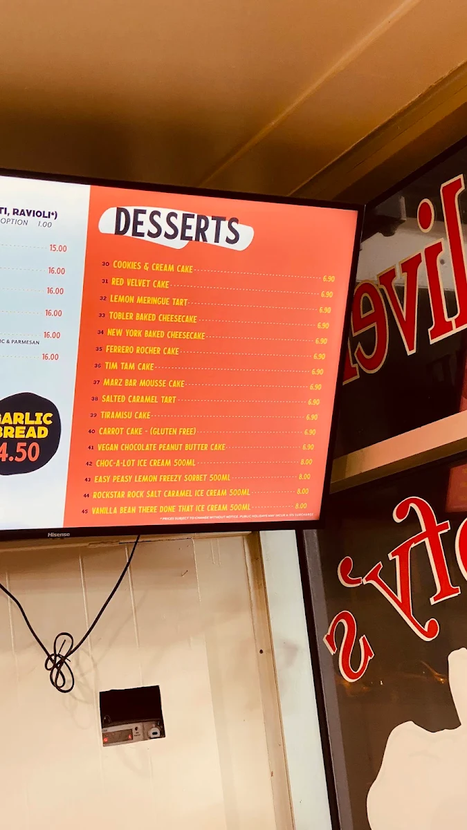 Menu, Goofy's Pizza House