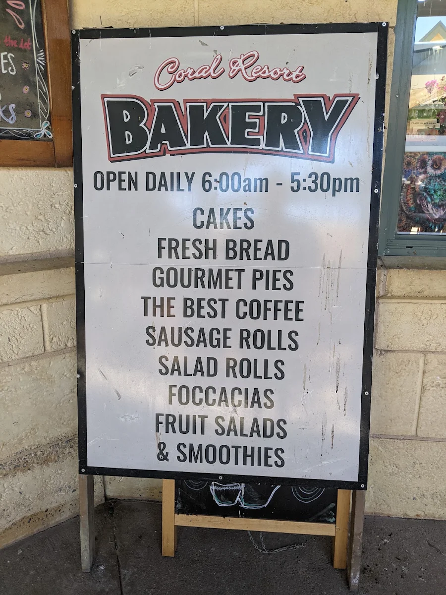 Menu, Coral Resort Bakery