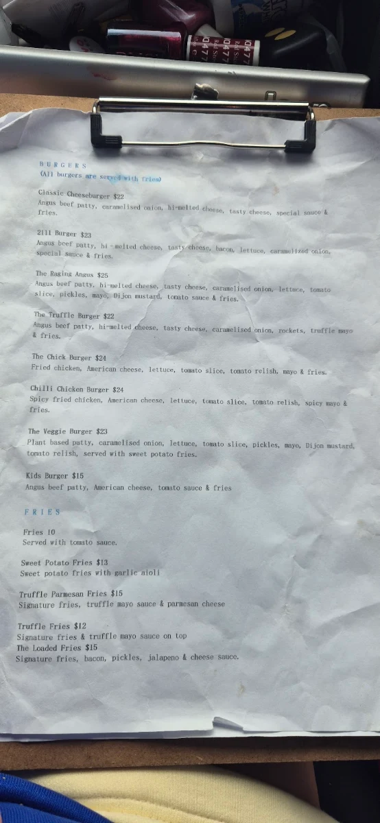 Menu, The Beef Burger