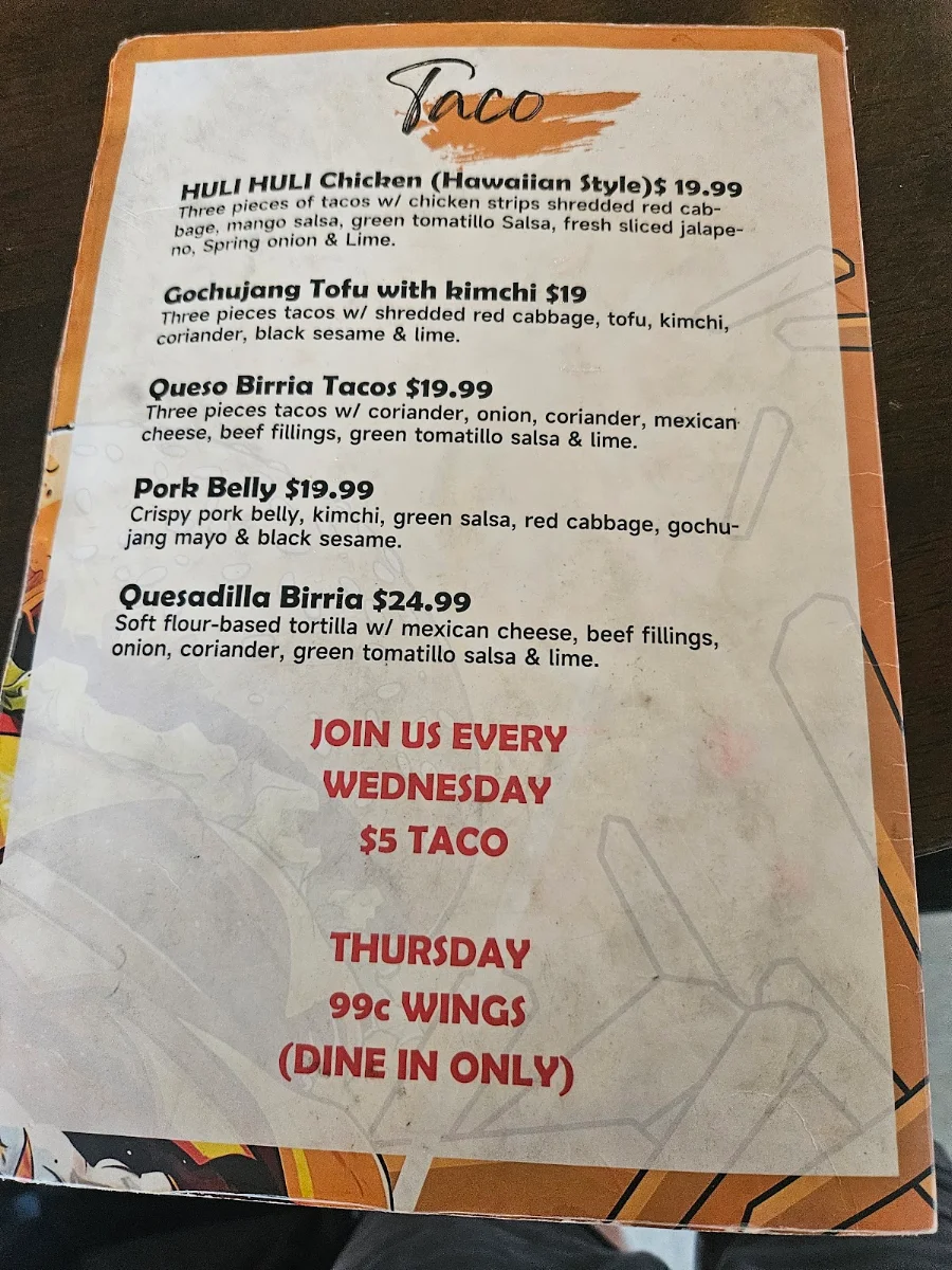 Menu, The Beef Burger