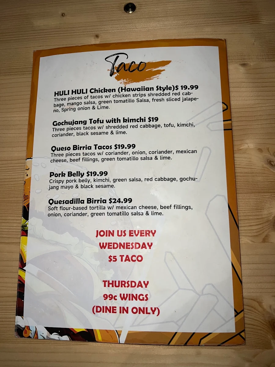 Menu, The Beef Burger