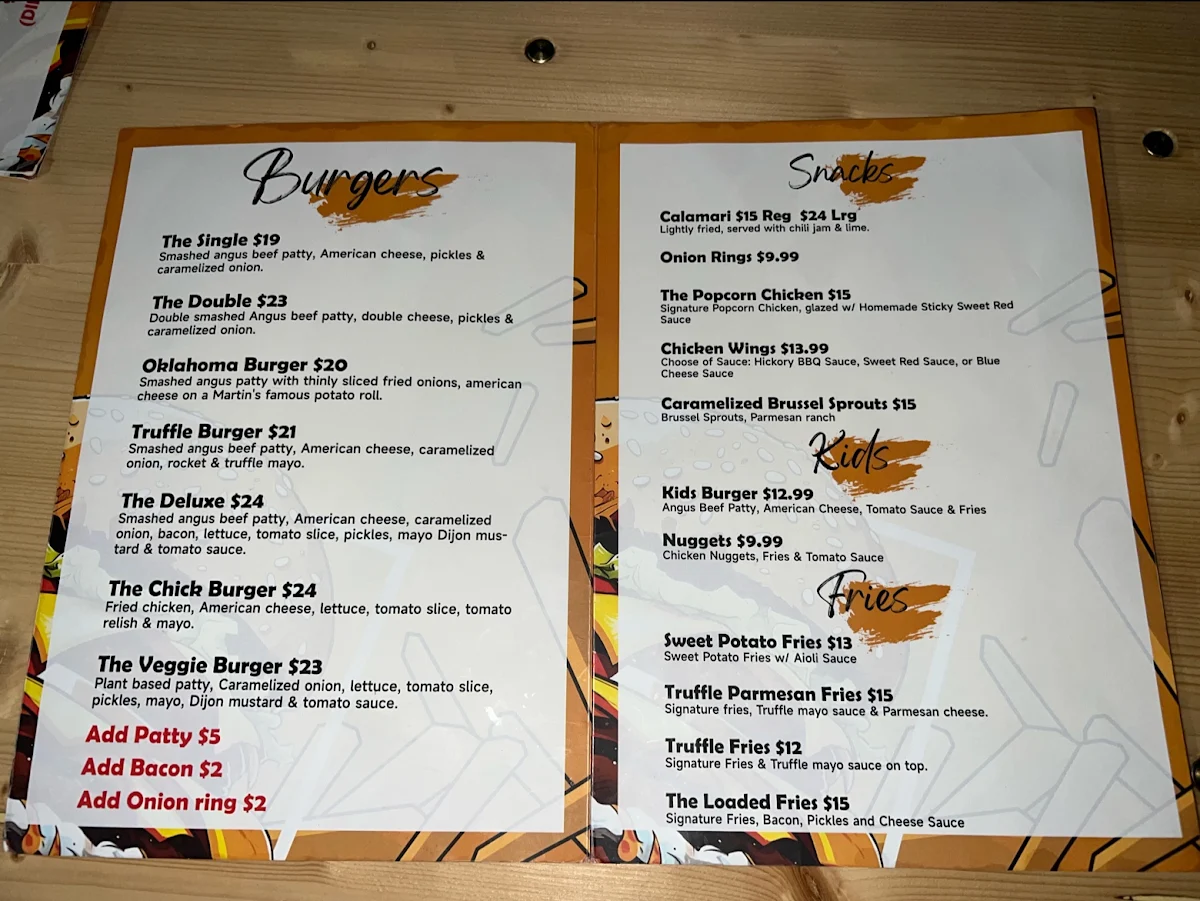 Menu, The Beef Burger