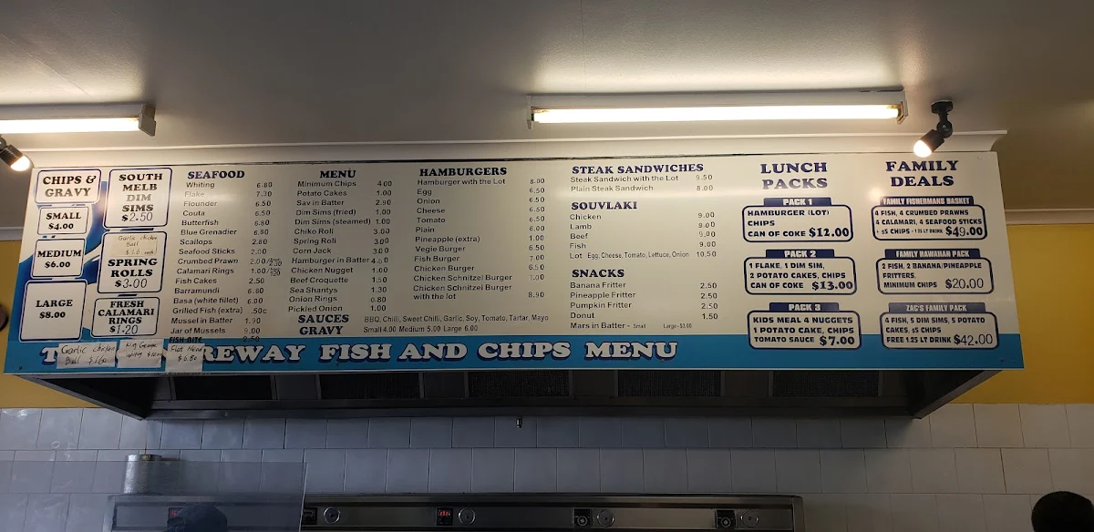 Menu, (Lara Area)The Centreway Fish & Chip Shop