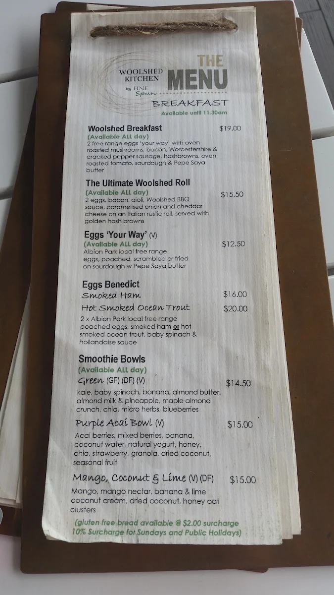 Menu, Woolshed Kitchen by Fine Spun