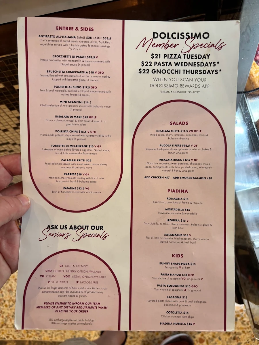 Menu, Brunetti Classico Carlton