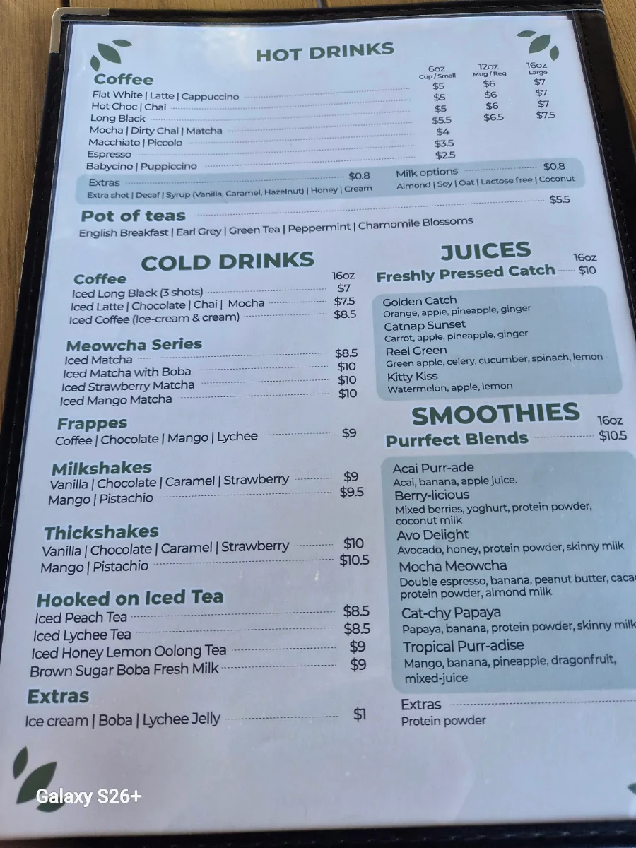 Menu, Purrfect Catch Cafe