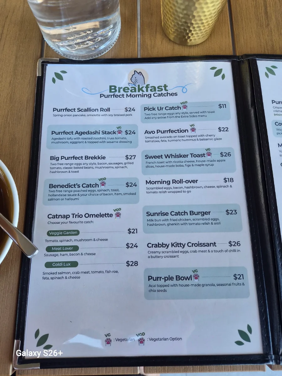 Menu, Purrfect Catch Cafe