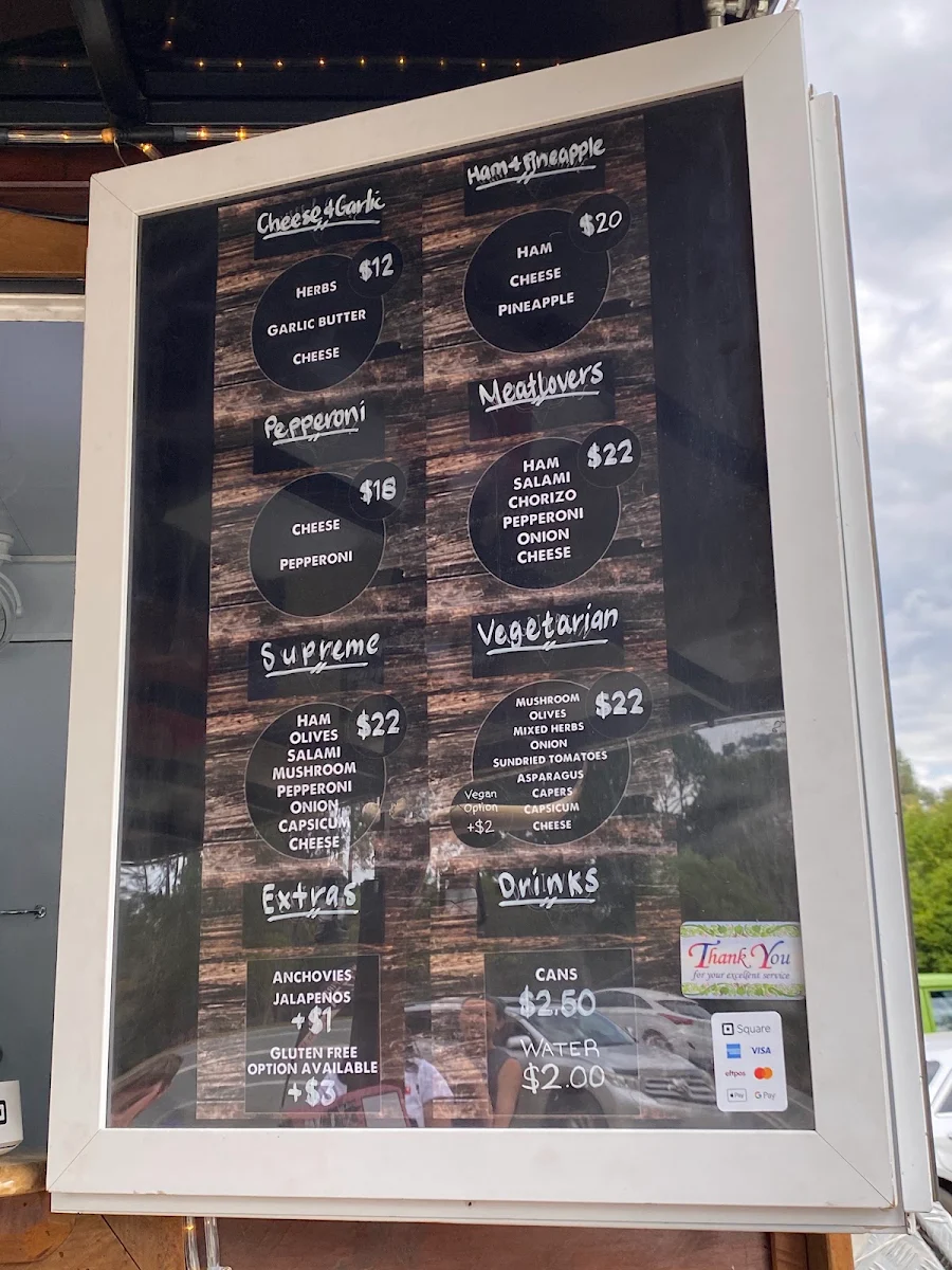 Menu, Deadwood Pizza