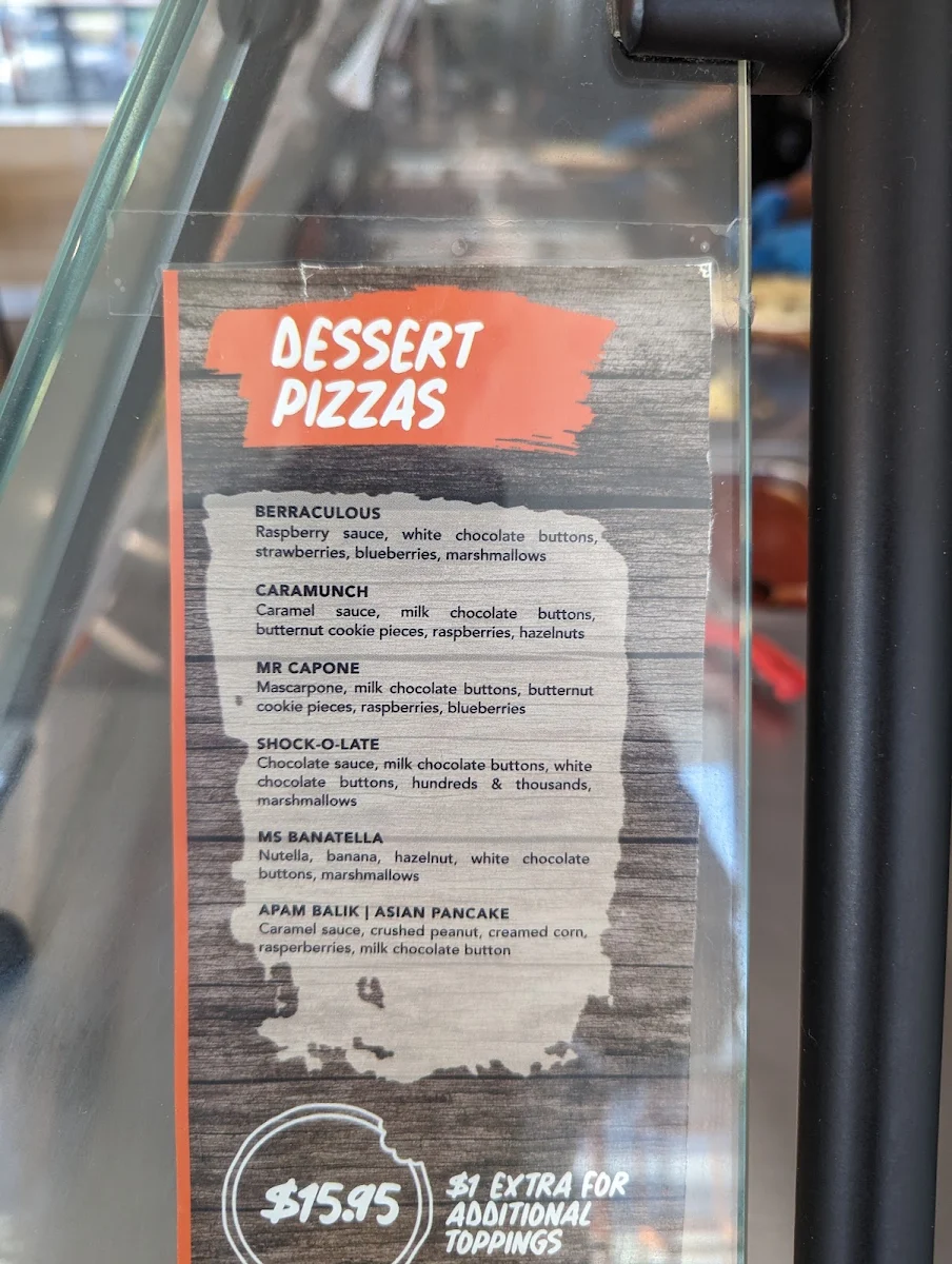 Menu, Pizza Craft