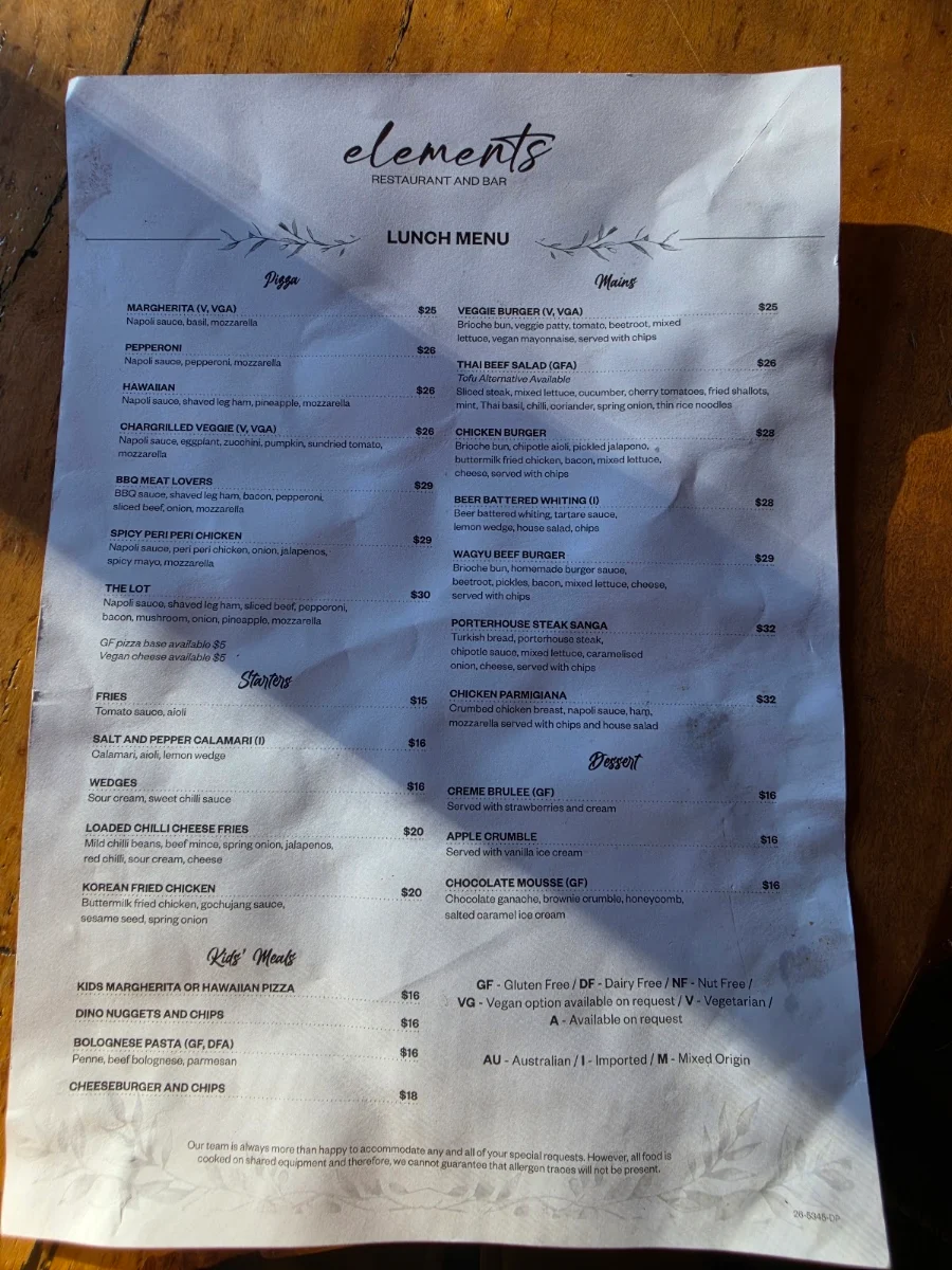 Menu, Elements Bar & Dining