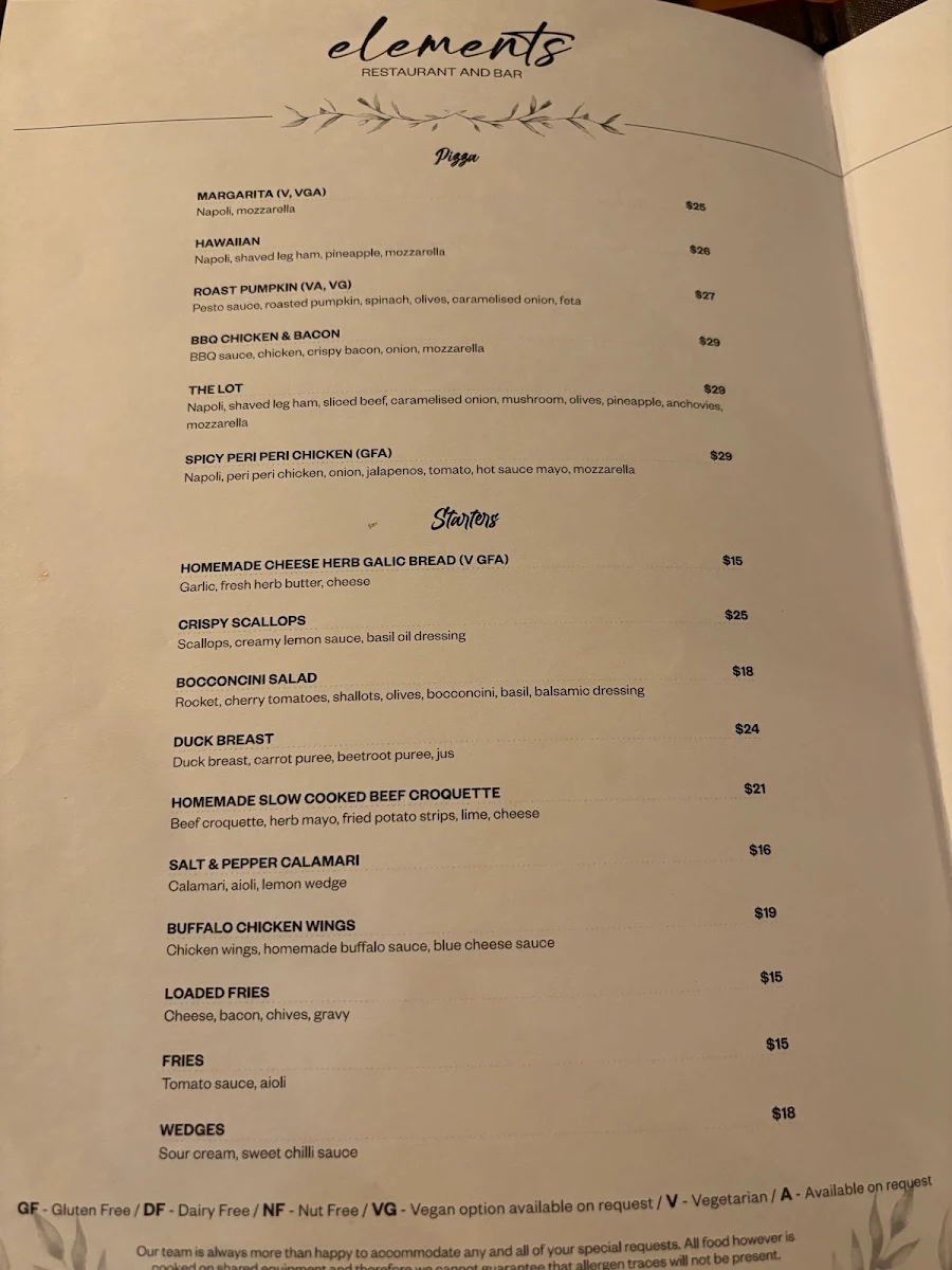Menu, Elements Bar & Dining