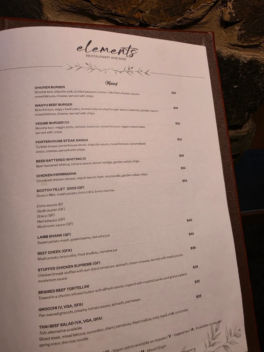 Menu, Elements Bar & Dining