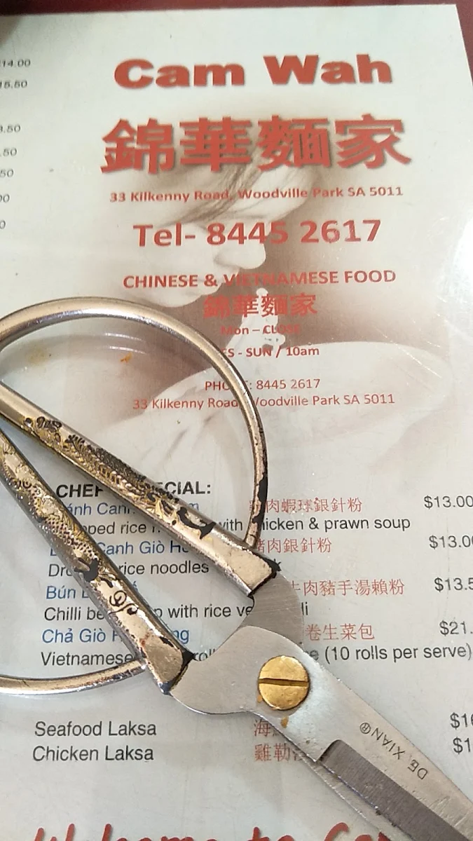 Menu, Cam Wah Chinese & Vietnamese Restaurant