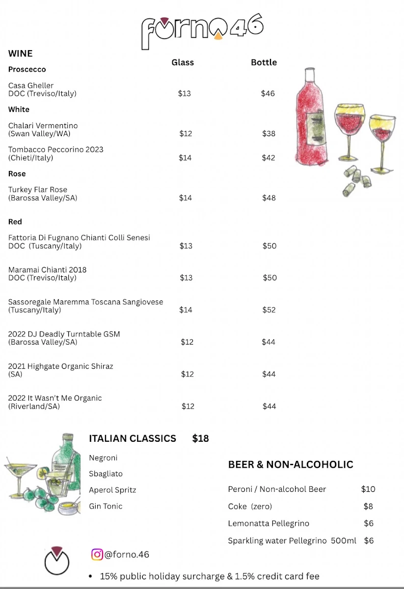 Menu, Forno 46