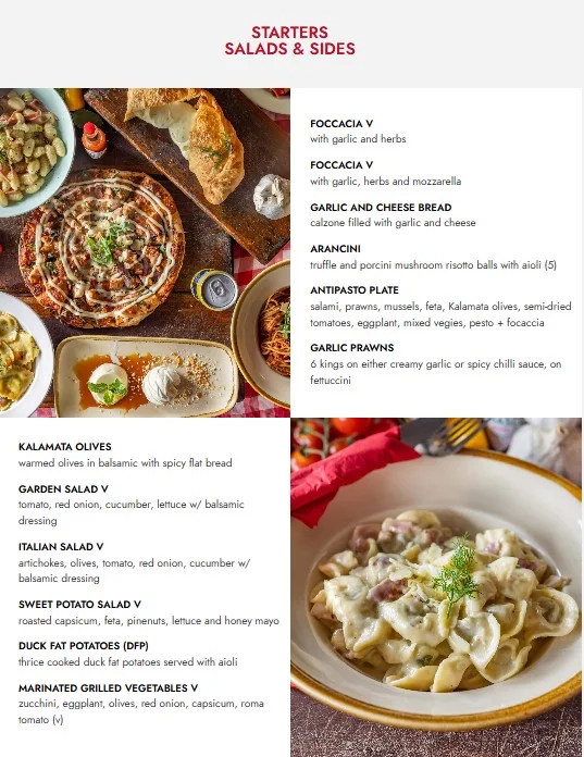 Menu, Elio's Osteria