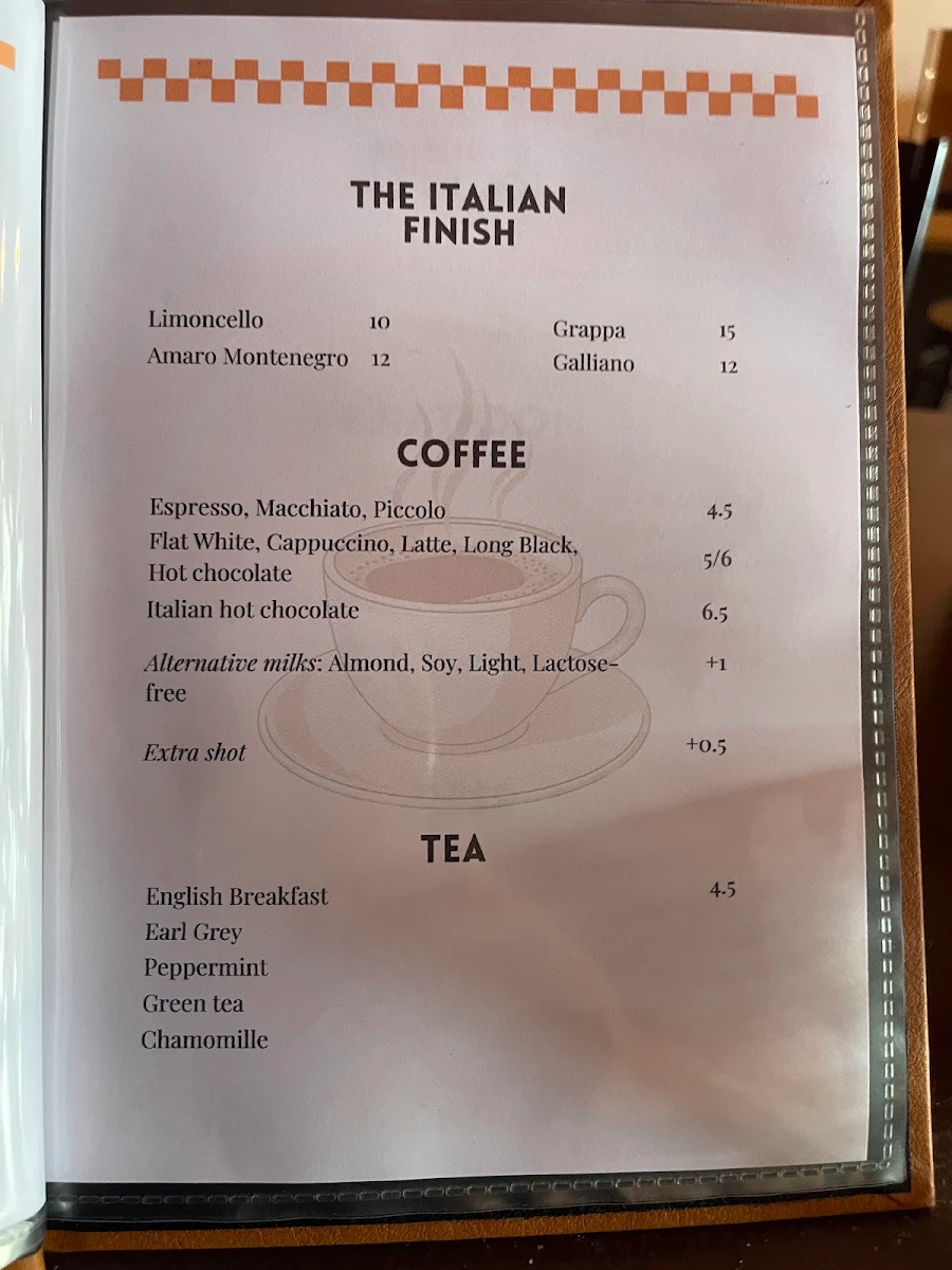 Menu, Elio's Osteria