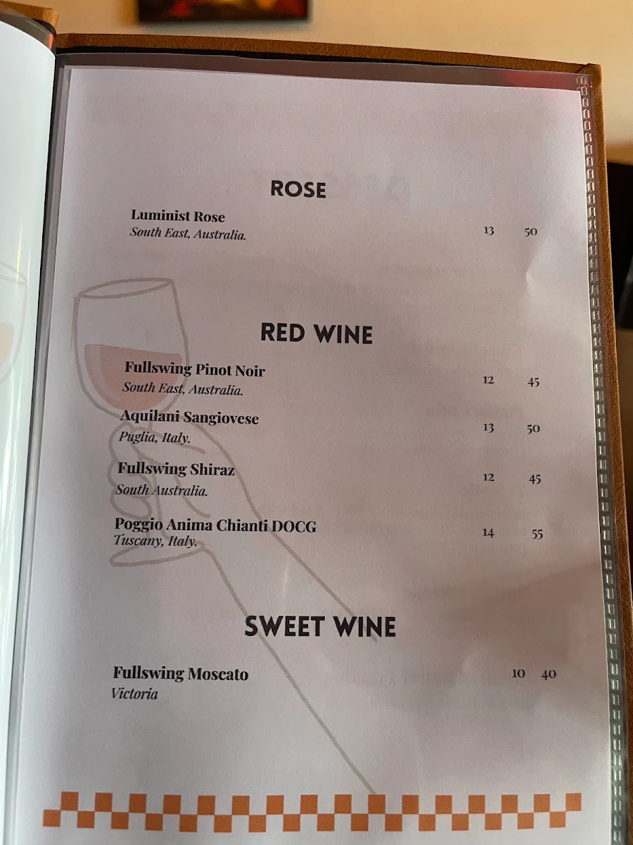 Menu, Elio's Osteria