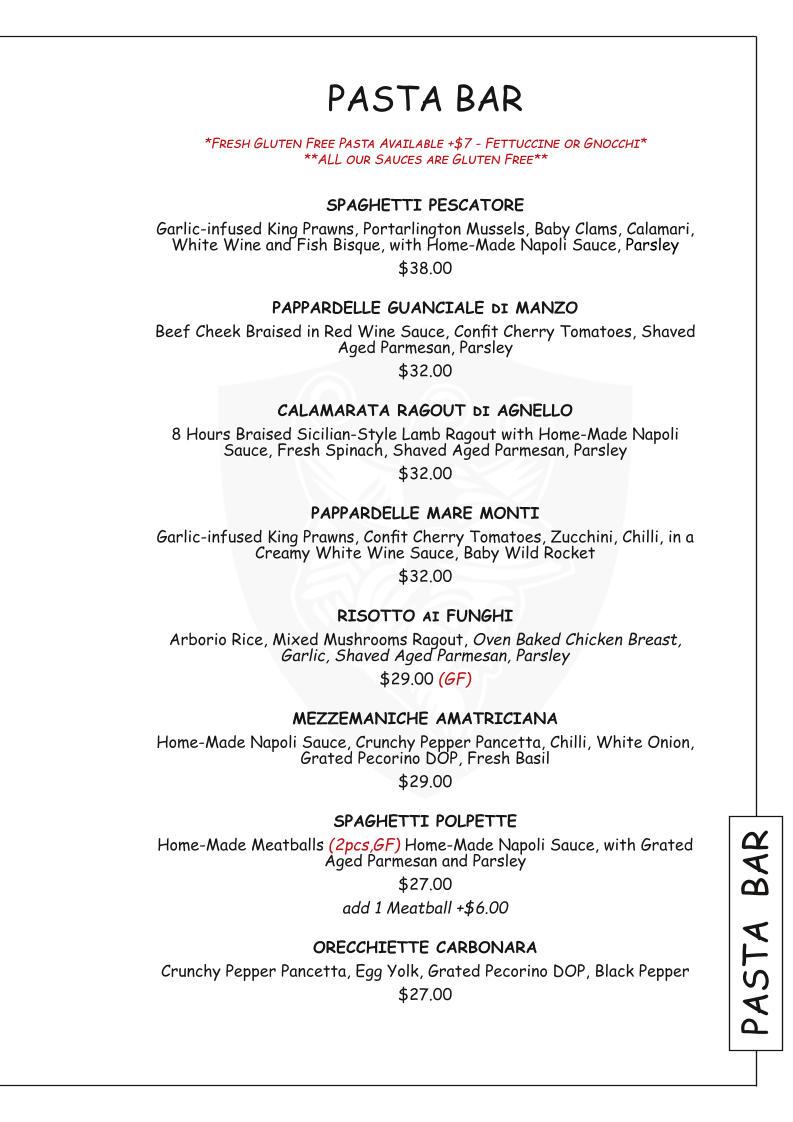 Menu, IL Matto Werribee