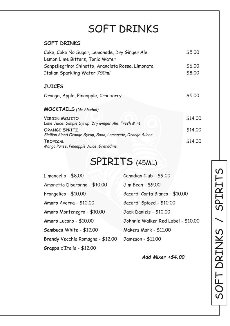 Menu, IL Matto Werribee