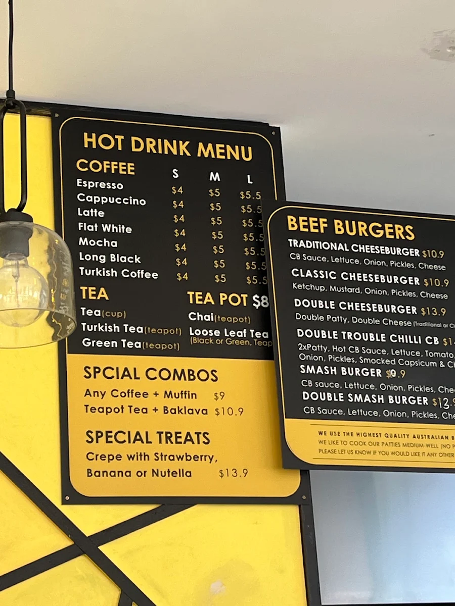 Menu, Cheeseburger Glenelg