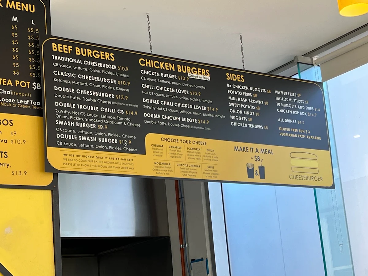 Menu, Cheeseburger Glenelg