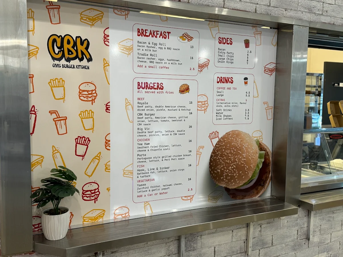Menu, CBK Civic Burger Kitchen