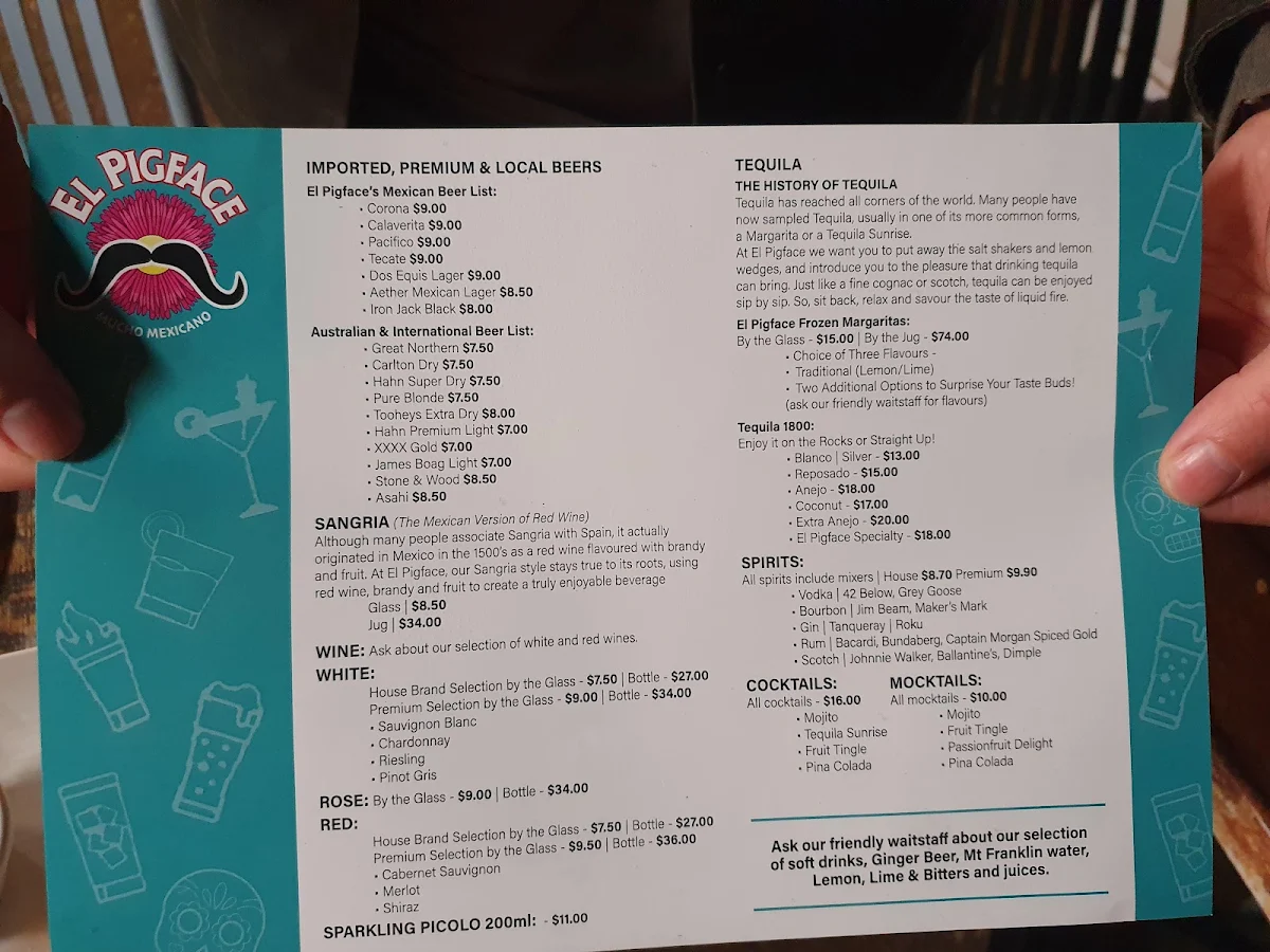 Menu, Pigface Seafood