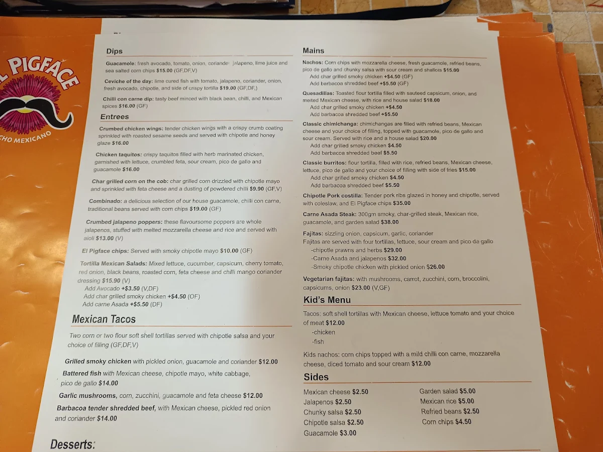 Menu, Pigface Seafood