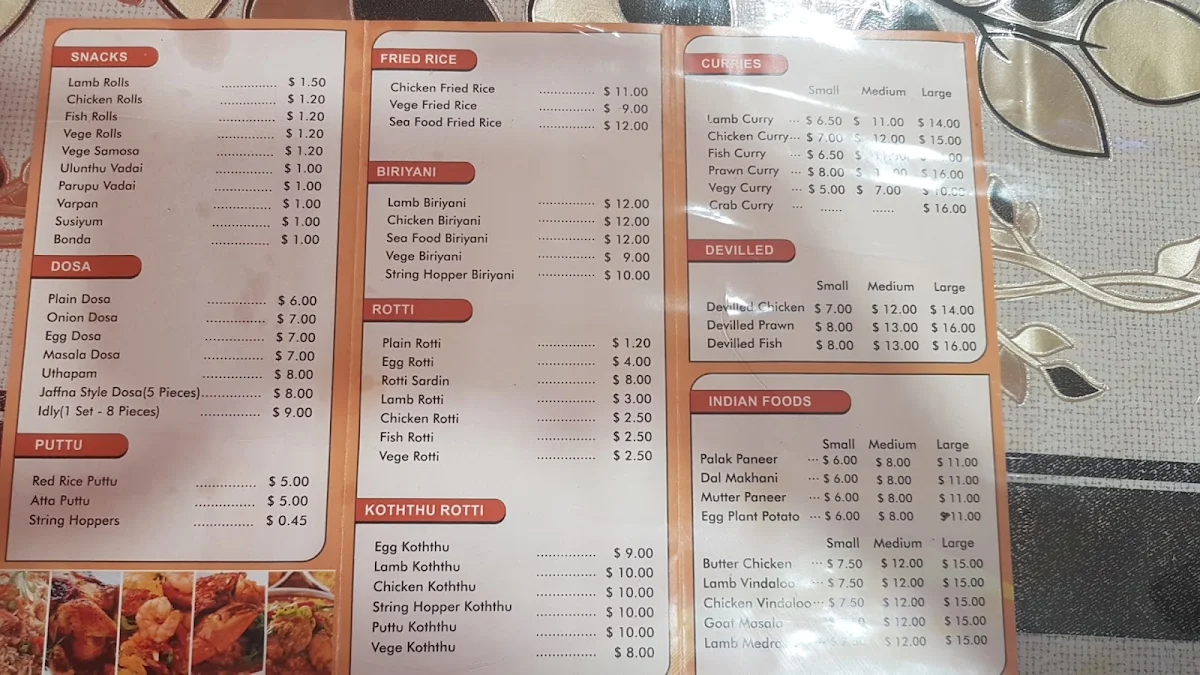 Menu, MADHURA DINE IN & TAKE AWAY
