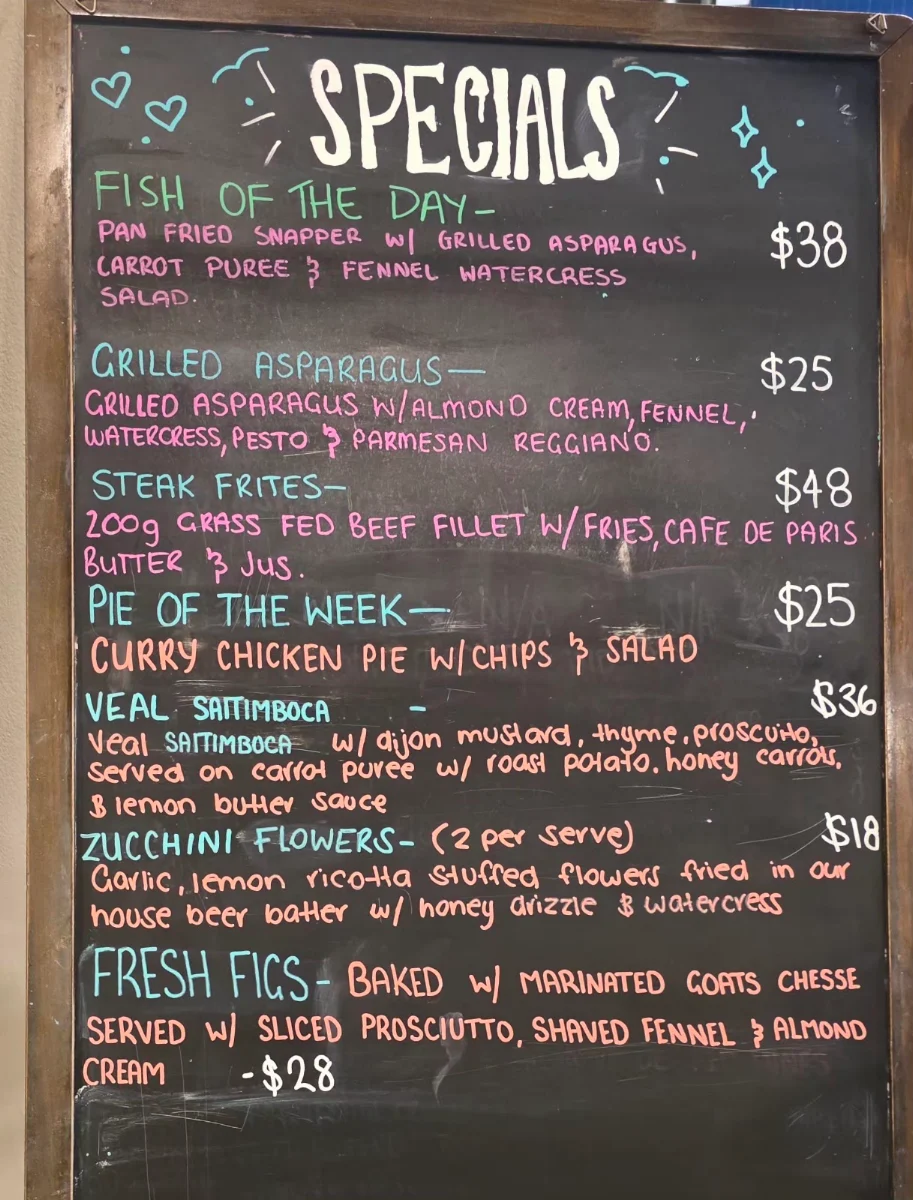 Menu, General Washington Hotel