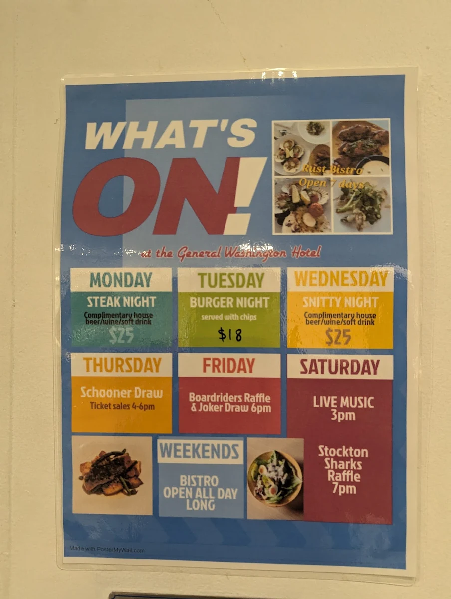 Menu, General Washington Hotel