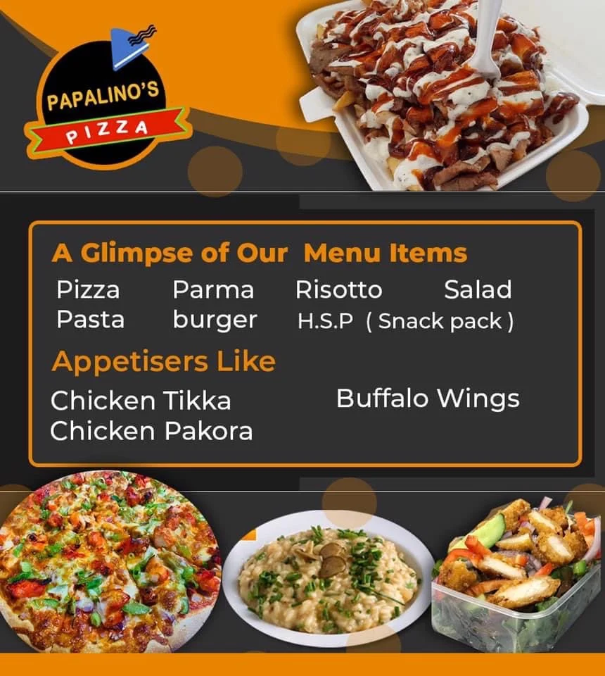 Menu, Papalino's Pizza