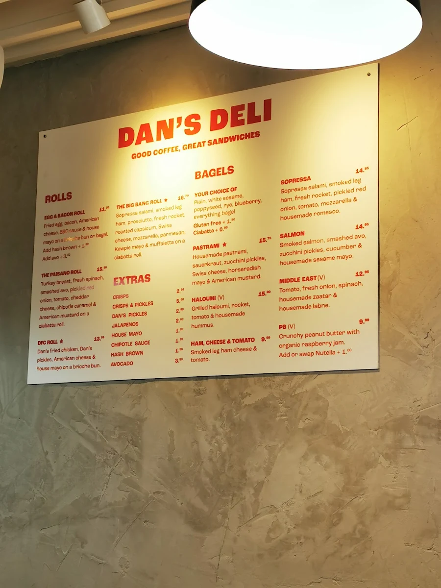 Menu, Dan's Deli Toorak
