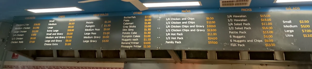 Menu, Midvale Chicken Spot