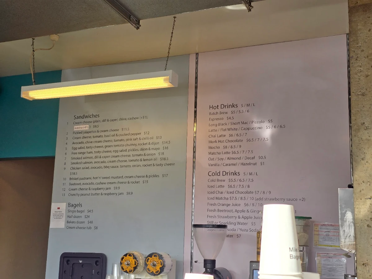 Menu, Mile End Bagels