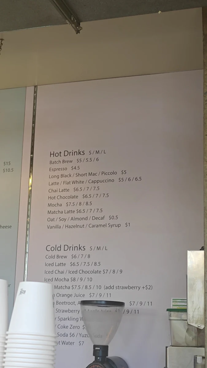 Menu, Mile End Bagels