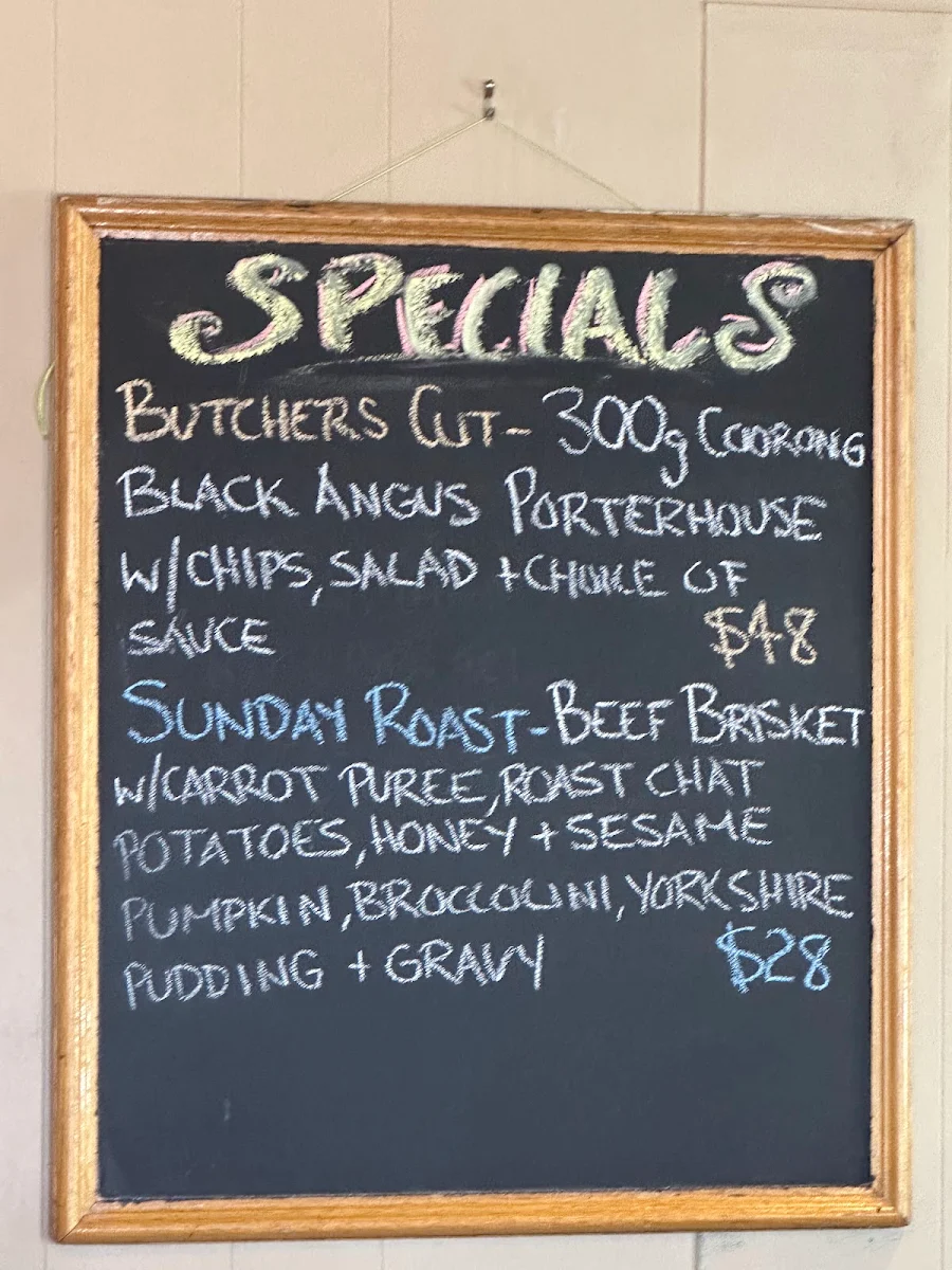 Menu, The Orrong Hotel