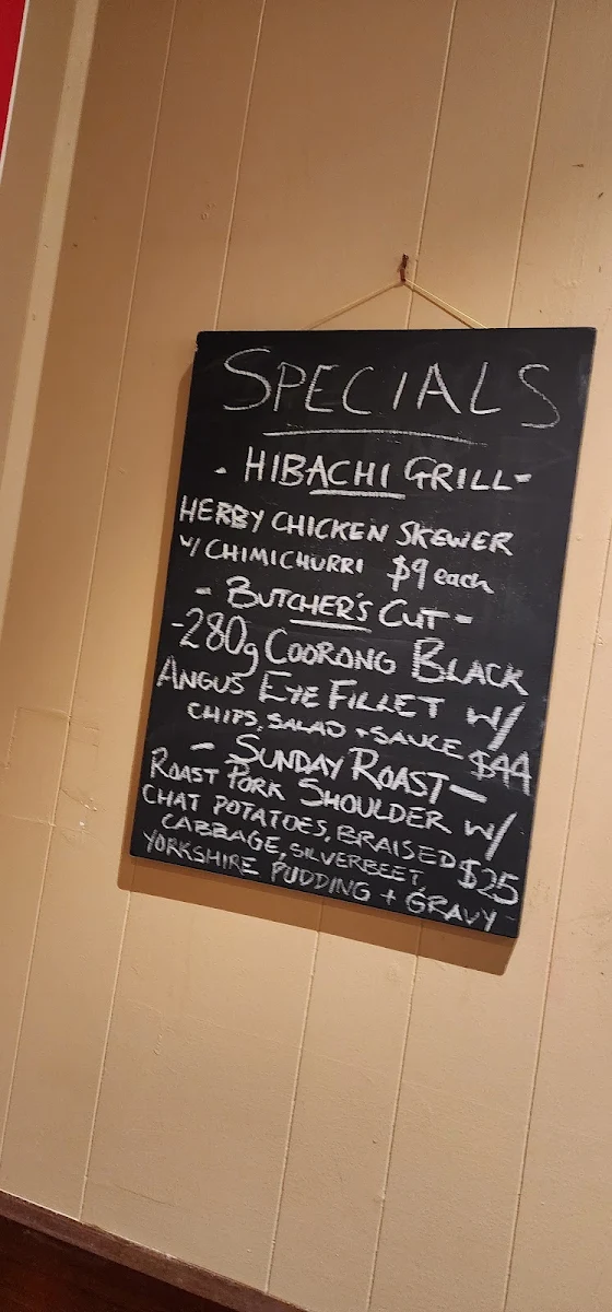 Menu, The Orrong Hotel