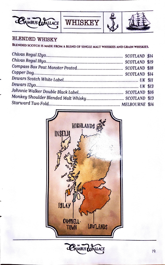 Menu, The Cambus Wallace